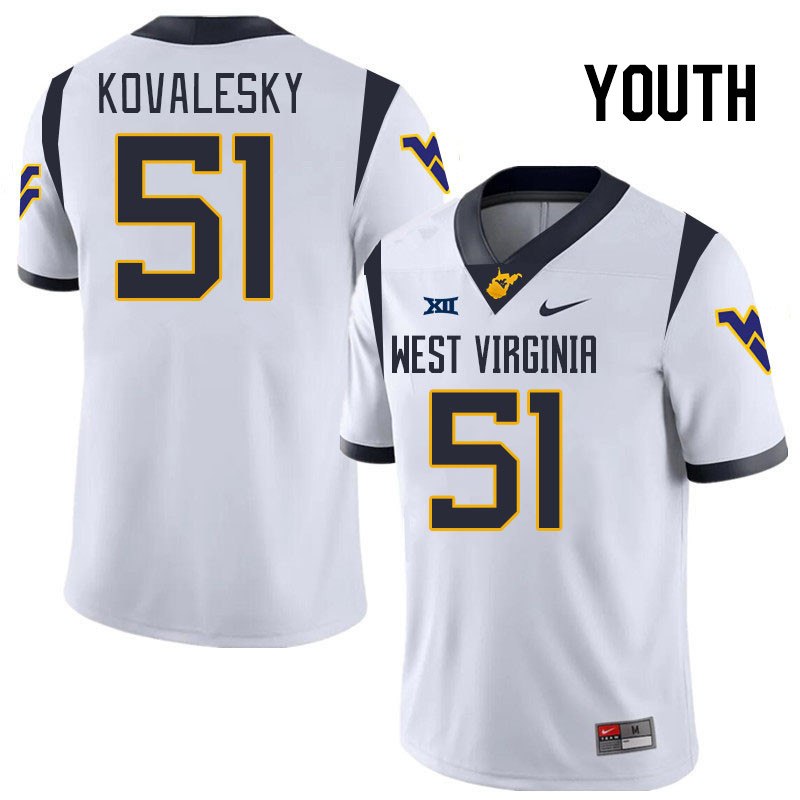 Youth #51 Raymond Kovalesky West Virginia Mountaineers College 2024 New Uniforms Football Jerseys St